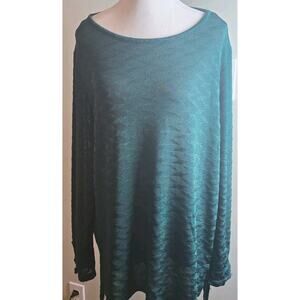 Dana Buchman Womens 3/4 Sleeve Stretch Knit Top Sweater Green XL Lightweight EUC